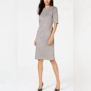 Anne Klein Grey Faux Suede Midi A-Line Sheath Dress - NWT - Size 4